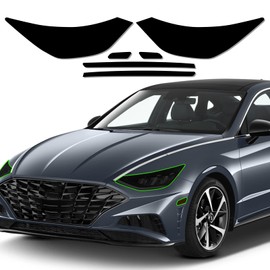 MusTree Precut Vinyl Overlay Tint Kit Film Fit for Hyundai Sonata 2020-2022 Headlights with Gloss Dark Smoke Wrap Cover Vinyl Decals Exterior Parts and Accessories (Headlights)