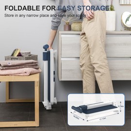 Folding Step Stool, Step Stools with Handle for Elderly Adults, Metal Stepping Stool with Adjustable Handrail in Kitchen, Bathroom, Bedroom, 330 Lbs Capacity