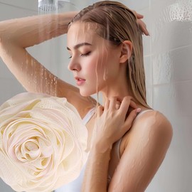 Lifesiddle Esponja de Baño de Lufa Extragrande de 75 G, Gel de Ducha para Mujer, Esponja de Malla Suave de Color, Elegante Caja de Regalo, Exfoliante Corporal Limpiador para Mujer: Exfoliación Calmant