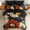 Xruibed Black Floral Comforter Set Queen Size 7 Pieces Bed