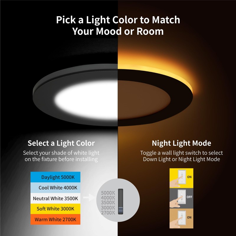 Meconard 6 Pack 4 Inch 5CCT LED Recessed Ceiling Light