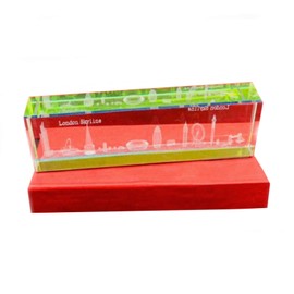 Glass Laser Art Crystal - London Skyline Crystal - 3D British Souvenir Popular Iconic Landmarks of London UK Gift Showpiece