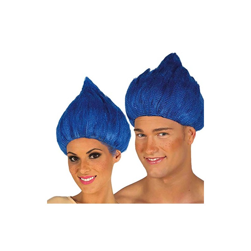 Witzige Troll Perücke für Erwachsene blau - Blau