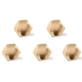 5Pcs R410 NPT Brass Thread Plug Adapter Connector Brass Cored Hex Head Plug for Air Conditioner External Unit Stop Valve Cap