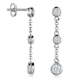 MATERIA by Matthias Wagner SO-495 Women's Pendant Earrings 925 Silver Zirconia White Rhodium-Plated, Cubic Zirconia
