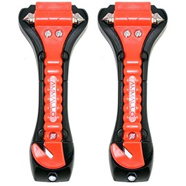 Ammallo 2 Pack Car Safety Hammer with Carbide Tip - Emergency Vehicle Escape Tool - Seat Belt Cutter - Window Punch - Auto Glass Breaker - Rescue Survival Kit