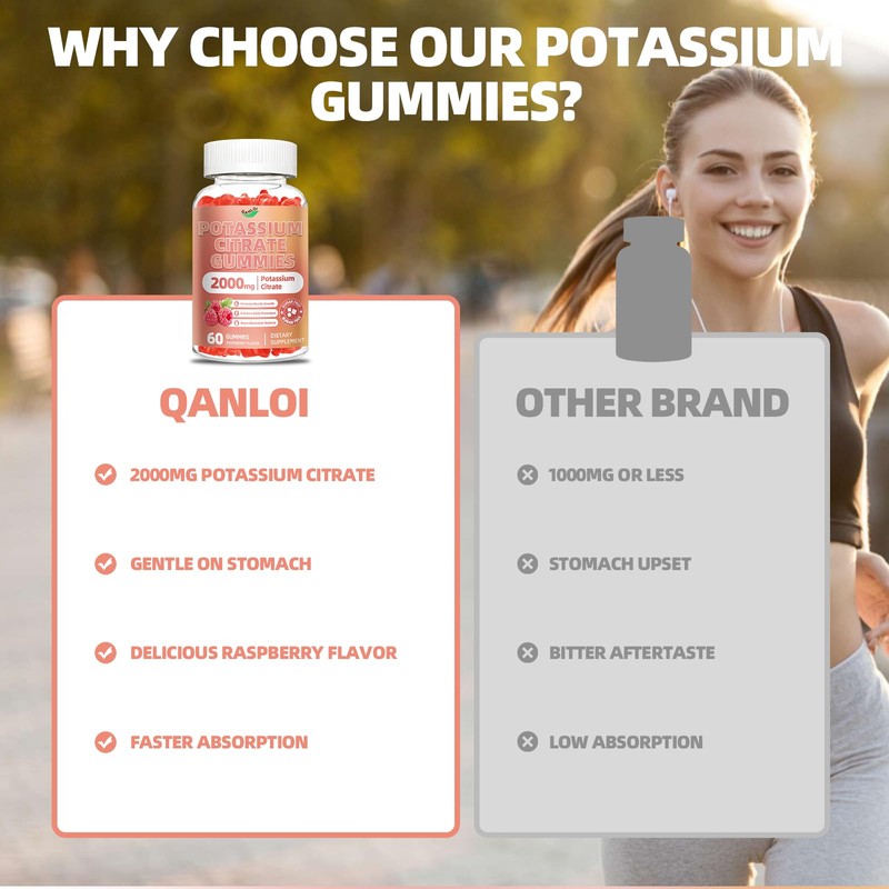 QANLOI QANLOI Potassium Citrate 2000mg, Potassium Gummies for Adults-Boost Muscle