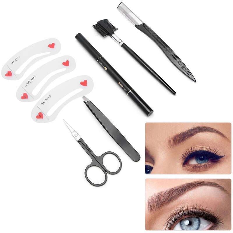 8pcs / set Eyebrow Razor Eyebrow Trimmer Shaver Comb Clip