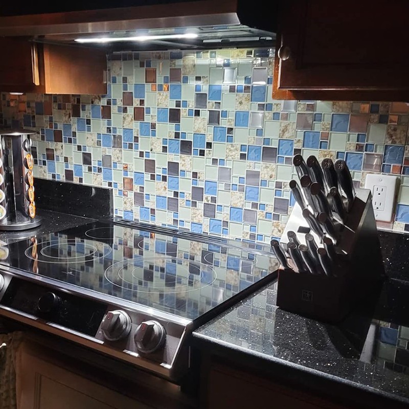 Blujellyfish Blue Sea Glass Tile Backsplash Beach Style Mosaic Tiles