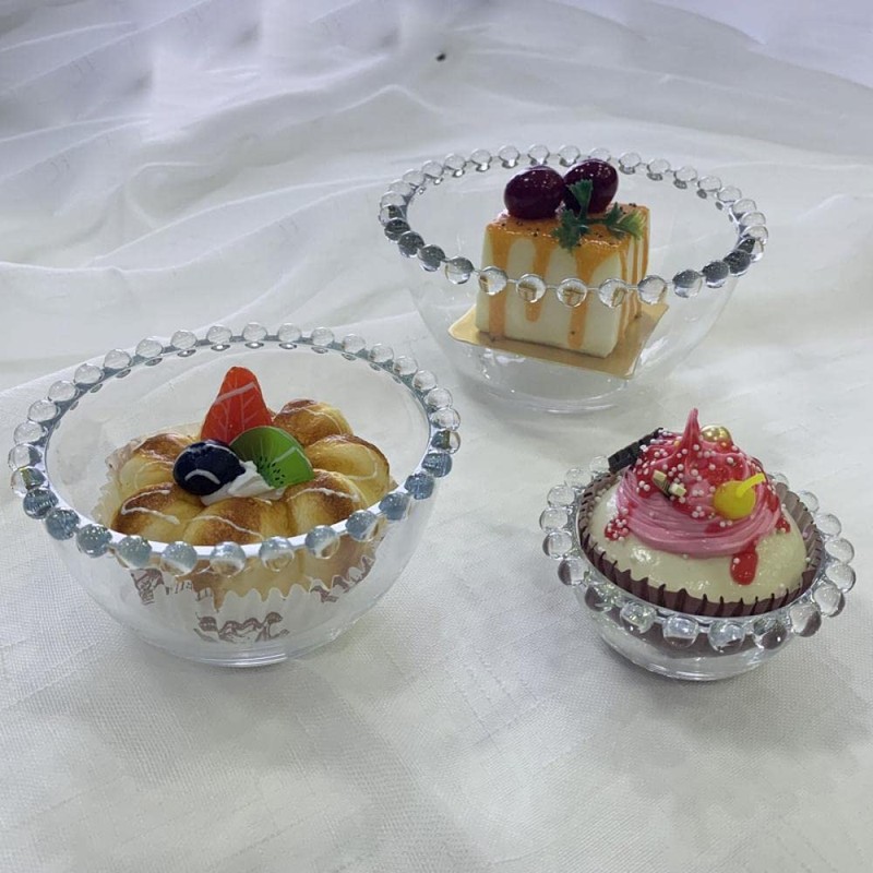 Sizikato 2 cuencos de postre de cristal transparente con bordes