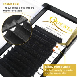 Eyelash Extension 0.20 C Curl Classic Lash Extensions 14mm QUEWEL Classic Individual Lash Extensions Soft Black Matte Single Lashes Extension Professional Salon Use (0.20 C 14mm)