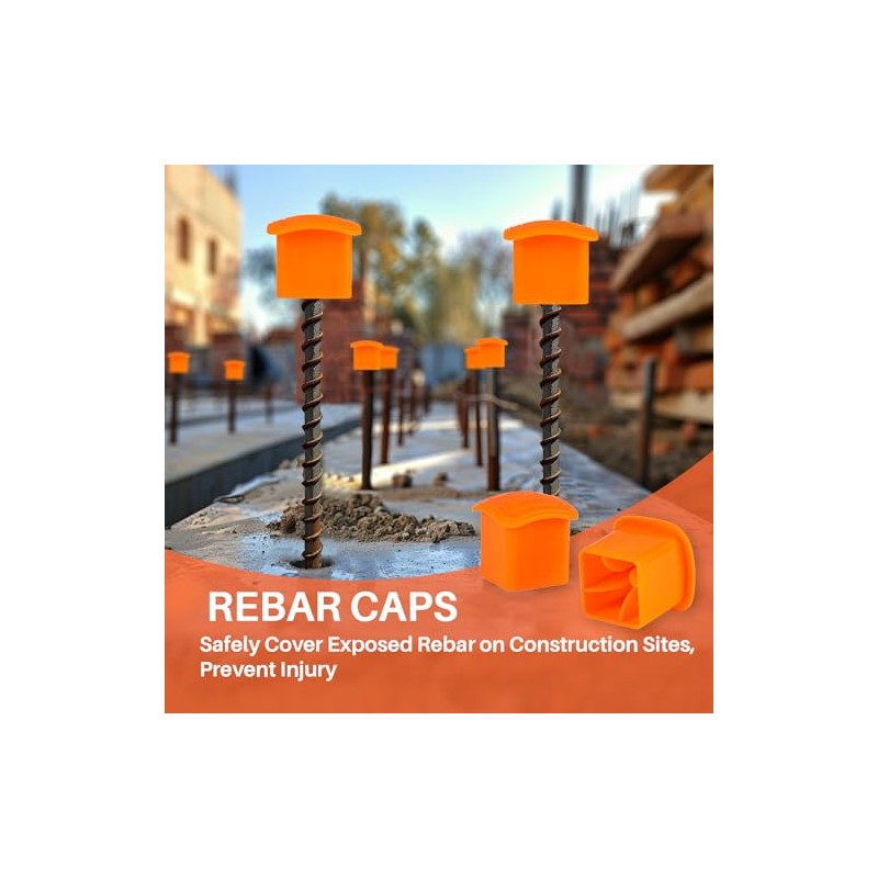 Sukh Rebar Caps - 60Pcs Orange Mushroom Safety Cover for