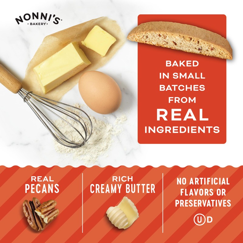 Nonni's Brown Butter Pecan Biscotti, Nutty Pecan Cookie with Rich