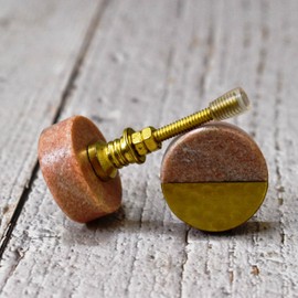 ARTISNO Marble Brass Knobs, Pink Marble knobs, Brass Drawer Knobs Cabinet Drawer Pulls, Drawer Knobs, Cabinet Knobs and Pulls, Set of 6