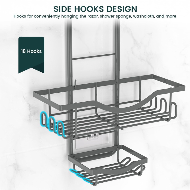 REINHARDT Shower Caddy Hanging Adjustable, Extended Length Rustproof Shower Caddy
