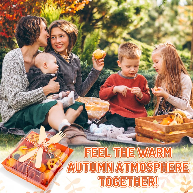 Whaline 50 Set Fall Thanksgiving Orange Small Charcuterie Boxes with