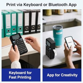 SUPVAN Máquina etiquetadora Bluetooth E11 con 4 cintas, soporte para teclado y aplicación con más de 30 fuentes y más de 660 iconos, etiquetadora reca