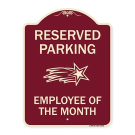 SignMission Designer Series Sign - Reserved Parking - Employee of The Month 1 | Burgundy 18" x 24" Heavy-Gauge Aluminum Architectural Sign | Protect Your Business & Municipality | Made in The USA