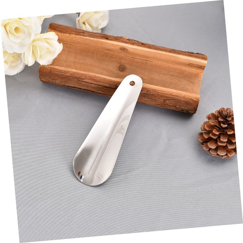 Healeved 2pcs Portable Stainless Steel Shoehorn with Hanging Ring Ergonomic