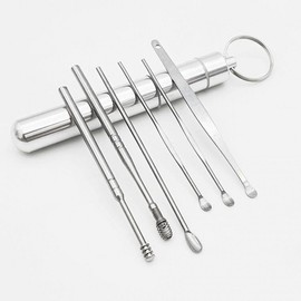 Stainless Steel Portable Ear Pick Set Silver