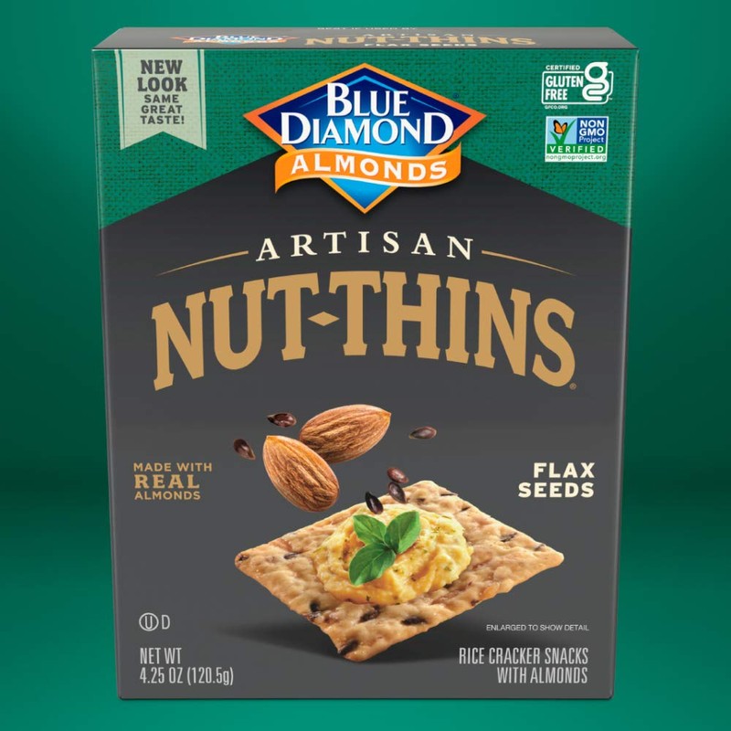 Blue Diamond Almond Artisan Nut Thins Cracker Crisps, Flax Seeds,