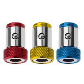 SING F LTD 3pcs Magnetic Screw Ring Removable Magnetizer Screwdriver Ring Alloy Screwdriver Bit Magnetizer Ring Screw Catcher Holder for 1/4inch 6.35mm Double End Screwdriver Bits Gold/Blue/Red