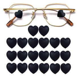 KECHIO Eyeglasses Ear Grip Heart-Shaped Silicone Retainers Soft Ear Hooks Anti-Slip Holder Eyeglasses Stopper(Black)
