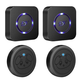 EverNary Dog Door Bell Wireless Doggie Doorbells for Potty Training with Waterproof Touch Button Dog Bells (2 Receiver 2 Transmitters, Black)