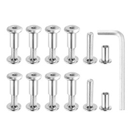 MECCANIXITY Hex Drive Socket Cap Bolt, 10 Set Binding Screw Posts Fit for 5/16"(8mm) Hole Dia Male M6 x 20mm Carbon Steel Binding Bolts with Hex Wrench for Leather Scrapbook Furniture