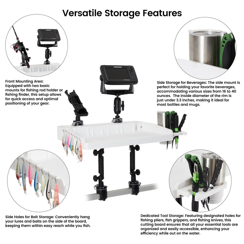 HITORHIKE Bait Board Set with Mounts & Extenders – White