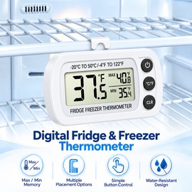 Digital Refrigerator Thermometer for Kitchen Storage – Magnetic LCD Temperature Monitor for Fridge and Freezer Use