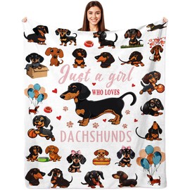 Dachshund Blanket Gifts, Dachshund Blanket for Women, Dachshund Lovers Gifts, Cute Wiener Dog Pattern Blanket for Girls Women Kids (50”x40”)