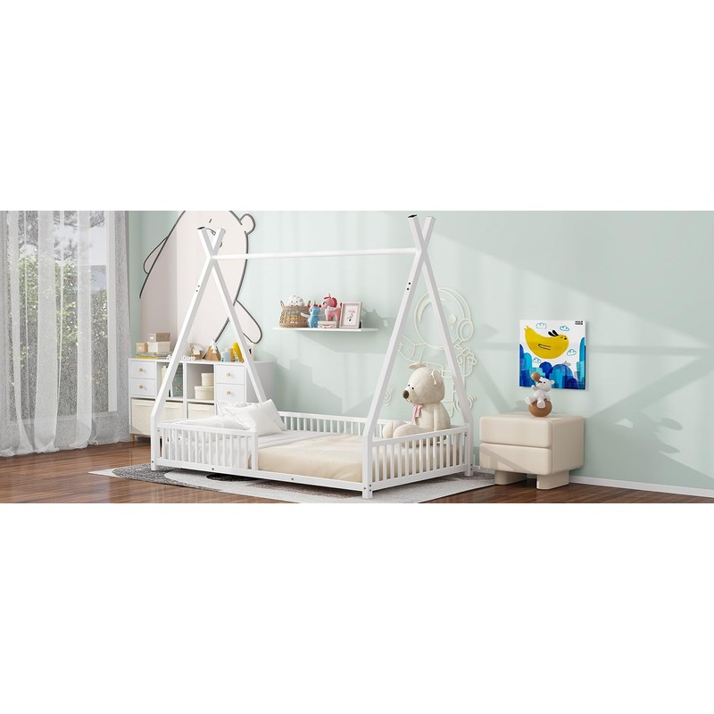 Harper & Bright Designs Metal Twin Size House Platform Bed