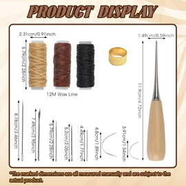 Needle and Thread Kit, Leather Repair Kit, The 12 Pcs Leather Sewing Kit, Needle and Thread Kit is Suitable for Carpet Repair, Furniture Manufacturing and All Kinds of Hand Sewing.