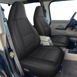 AOMSAZTO Custom Fit Seat Covers for Jeep Wrangler 1997 1998 1999 2000 2001 2002 Waterproof Car Seat Covers Full Set Black