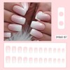Pink White Ombre Press on Nails Meidium Fake Nails Square