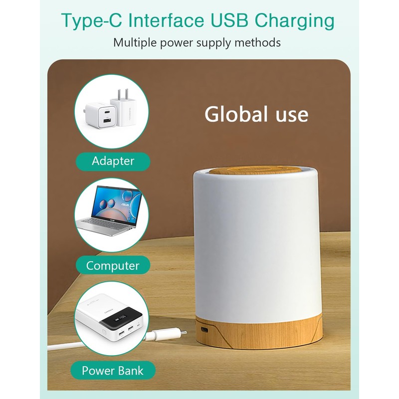 ORIA Bedside Lamp Touch Dimmable, Table Lamp with 3 Brightness