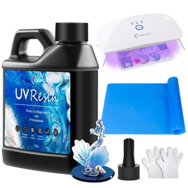 OSBANG - Kit de resina UV con luz de 250 g, tipo duro transparente para principiantes y profesionales, kit de resina UV para hacer joyas, manualidades, decoración