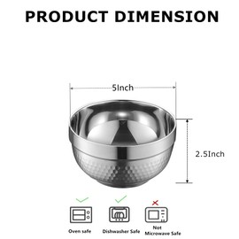 Zentriqlla 8 Pack 304 Stainless Steel Bowls, 17 Oz Double Walled Insulated Unbreakable Snacks Bowl, 5 Inch Metal Serving Dishes for Soup, Ice Cream, Durable, Dishwasher-Safe