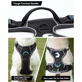 Joytale Step-in Mesh Dog Harness, No Pull Dog Harness, Anti-Escape Dog Reflective Harness, Adjustable Soft Breathable Padded Pet Vest for Everyday Walking and Training for Medium Dogs, Black,M