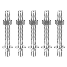 DTGN 1/2" x 4-1/2" Wedge Anchors - 5Pack - Good for Cement and Concrete Wall - 304 Stainless Steel Zinc Plated Screw Bolt Nut Expansion Tube Fasteners