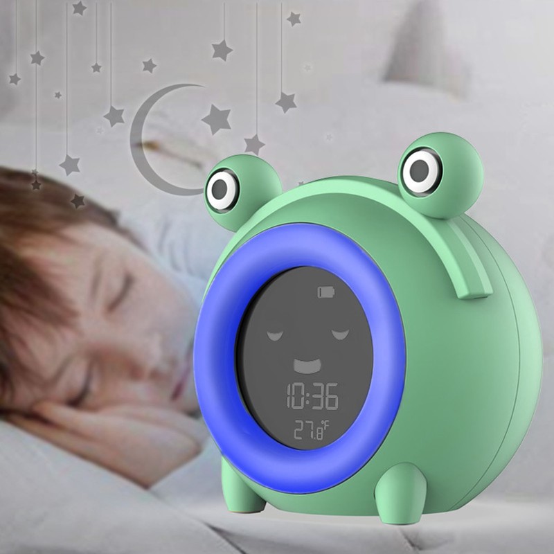Kids Alarm Clock Cartoon Animal Shaped Gentle Music Night Light