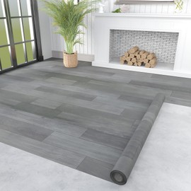 Oxdigi Vinyl Flooring Roll 32 sq.ft | 3'4"W x 9'10"L, PVC Leather-Like Linoleum Floor Covering, Waterproof Durable Heavy Vinyl, Easy to Install with Tape, Removable- No Adhesive Backing, Grey Oak