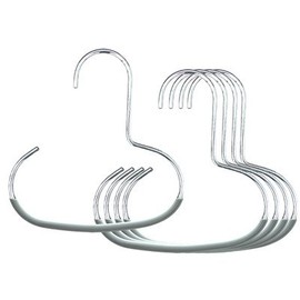 Mawa Scarf, Shawl, Belt, and Accessory Organizer, Non-Toxic Metal Hanger with Grip Coating, Easy Access Open Hook, Model G-1 Space Saving Design, Set of 5, Silver