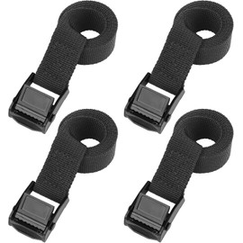 PEASUG Correas de amarre, 4 unidades, pequeñas correas de carraca cortas con hebillas, 2 x 2 pies, ajustable simple cincha de leva adecuado para camiones, carga, equipaje negro