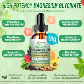 Cortisol Supplement Liquid Magnesium Glycinate w/Vitamin D3&B6-High Absorption Chelated Magnesium Supplement for Sleep,Muscle,Heart Health-6X Potency 