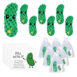 6 Pcs Pickle Gifts Pickle Crochet Doll, Crochet Cucumber with Encouragement Cards & Organza Bags, Positive Gifts for Stress Relief Employee Appreciation Coworker Teacher Nurse Favors for Adults
