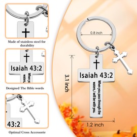 WEHBVF Baptism Gifts for Men Teen Boys Christian Keychain for Women Men Cross Jesus Keychains Bible Verse Keychain Scripture Accessories Religious Gender Neutral Easter Birthday Thanksgiving Day