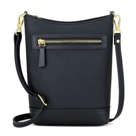 RONSIN Crossbody Bags for Women Small Zipper Purses Mulit Pocckets Shoulder Handbags with Adjustable Strap Shoulder Bags, 01- Black