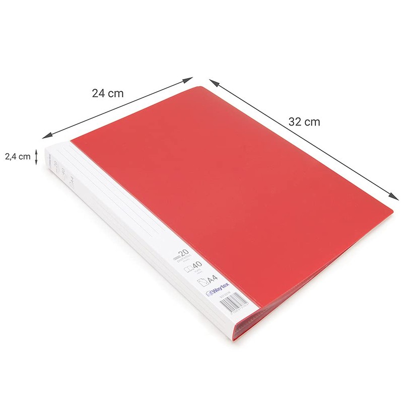 Waytex 931331R Document Protector A4 40 Pockets Premium Polypropylene Opaque